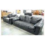 Leather look couch and loveseat, both need a good