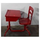 Painted metal and wooden school desk, Seller code