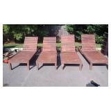 Set of 4 Nice Wood Poolside Chaise Lounges, No