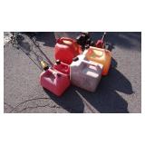 5 misc. Gasoline Containers most missing cap lids