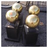 4 Brass Cannonball Post Toppers, metal made