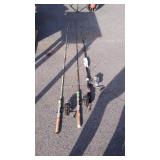 3 Fishing Rods with Reels, Johnny Walker with