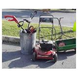 Parts and pieces lot, mower, weedeaters,