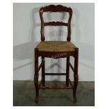 Caned seat bar height chair, 24" to seat, wear as