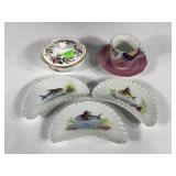 China group, three bone china Austrian fish side