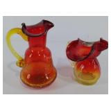 Kanawha glass, two pieces, taller piece is 5"