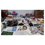 Mixed group, magazines, decor, pill planners,