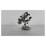 Stone bonsai tree on crystal base, stands 6" tall