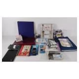Office supplies, ink cartridges, tape dispenser,