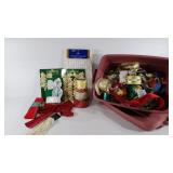 Christmas decor, bows, ribbon, garland, etc.