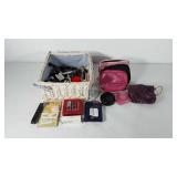 Cosmetics, includes basket with cosmetic bags,
