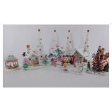 Gingerbread Christmas Village, 3 houses, trees,