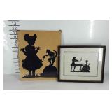 Silhouette pictures, one framed silhouette print