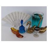 Group of decor items, ceramic and glass vases,