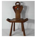 Primitive wooden birthing chair, 30"