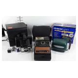 Cameras, two Polaroids with cases, and Kodak
