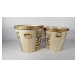 Two painted buckets, 13" and 15"