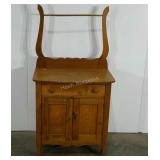 Washstand with towel rack, wheels present but not