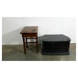 Two stands, wood and laminate, stand with hooks