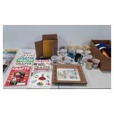 Magazines, frame 14x12, hats and mugs