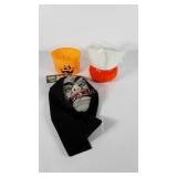 Halloween mask, nurses hat, plastic and ceramic