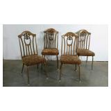 Four metal upholstered dining chairs, age wear as