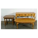 Lightwood living room furniture group, sofa table,