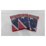 Three Confederate battle flags, new in package,