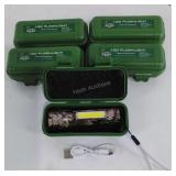 Group of Five LED Flashlights in case, USB