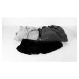 Two wool sweaters and a faux fur neck wrap, size