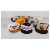 Sports and advertising hat collection, eight hats