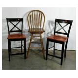 Tall bar chairs, two are 24" to seat and the