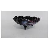 Slag glass footed bowl, 8" in diameter