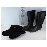 Size 12 rain boots and Orvis wet wading socks, XL
