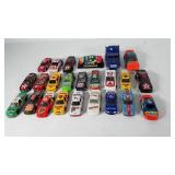 Box of mostly stock cars, includes #24, #28, #4,