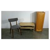Chair, cabinet, small coffee table, condition as