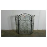Fireplace screen, leaded glass style, cracks as