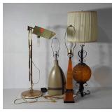 Lamp group, includes glass, brass and wood l