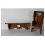 Woodwares, includes doll size chair and wall