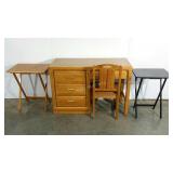 Desk, chair and two TV trays