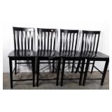 wooden table with four chairs, table is 42" x 42"