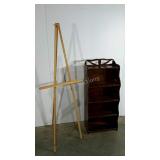 Easel and bookcase, easel stands 64" tall, the