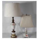Pair of unmatched lamps, 24" and 34"