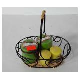 Small basket with two Yankee candle votives and