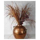 Large copper vase with everlasting arrangement,