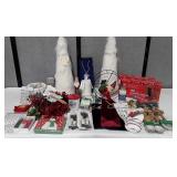 Holiday decor, Christmas trees, candle, lights,