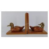 Pair of wooded and brass bookends