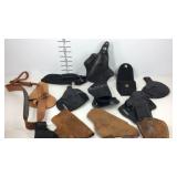 Holsters, assorted sizes and materials