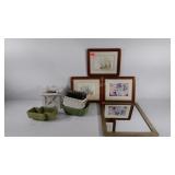 Planter pots (6), flower pictures (3), and mirror