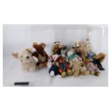 Tote of Beanie Babies and plush toys